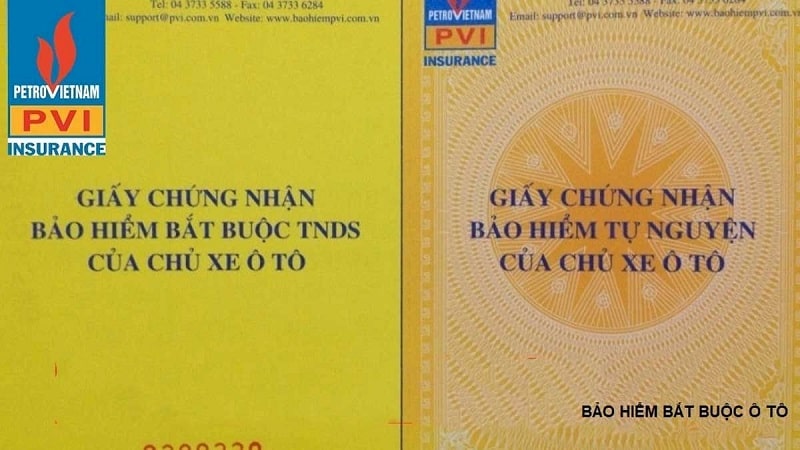 Giấy chứng nhận bảo hiểm tự nguyện của chủ xe ô tô 